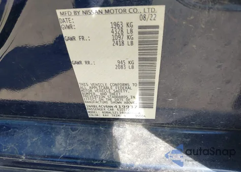 2022 Nissan Altima Sr Fwd из США, поврежденный, VIN 1N4BL4CV6NN419937